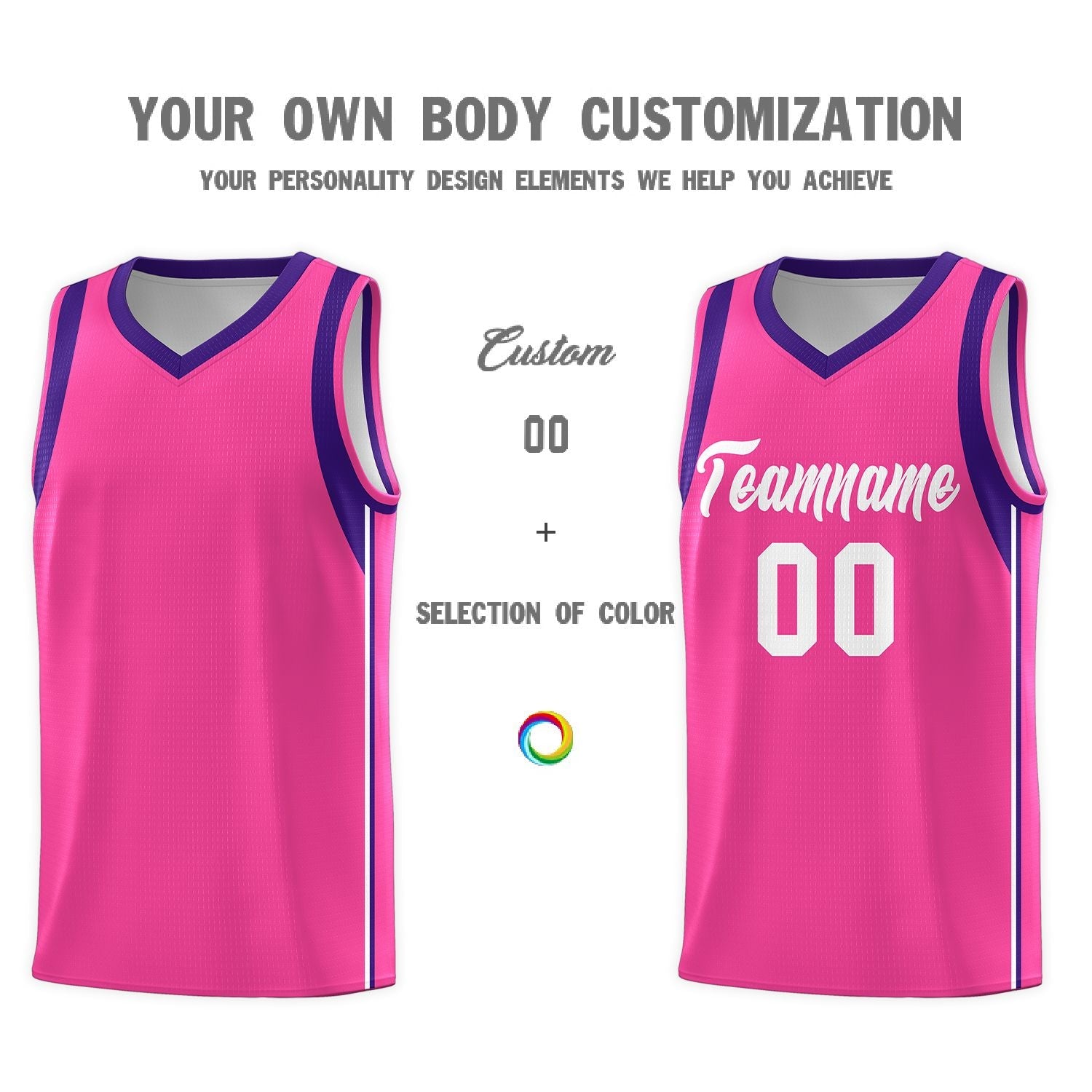 Custom Pink White Sleeve Color Blocking Classic Sports Uniform Basketball Jersey
