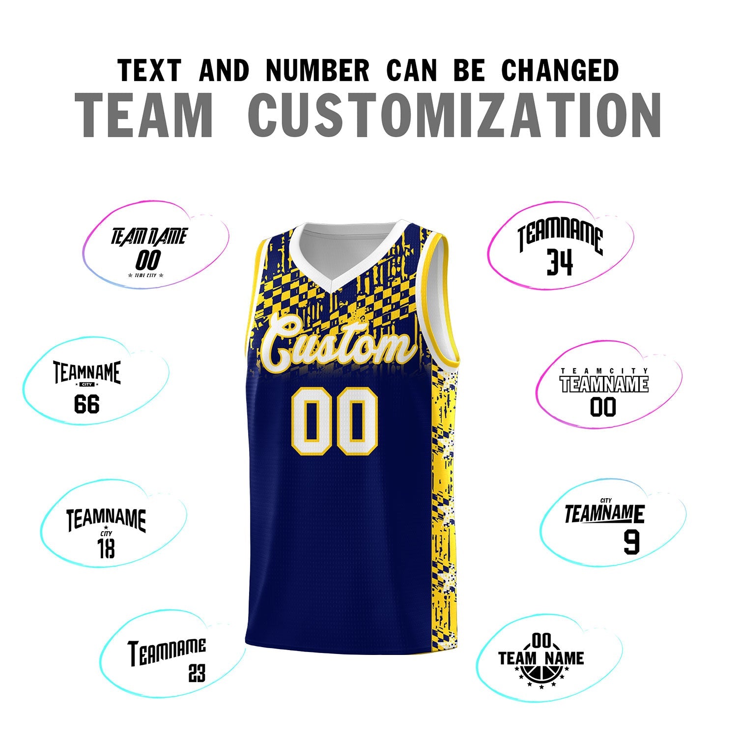 Custom Navy Mosaic Stars Pattern Sports Uniform Basketball Jersey