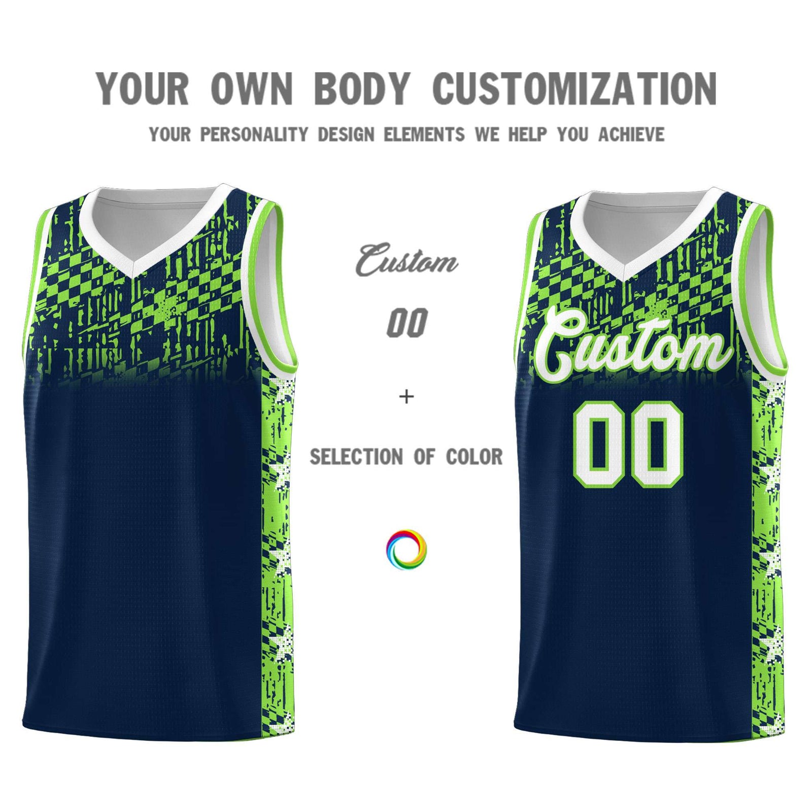 Custom Navy Mosaic Stars Pattern Sports Uniform Basketball Jersey