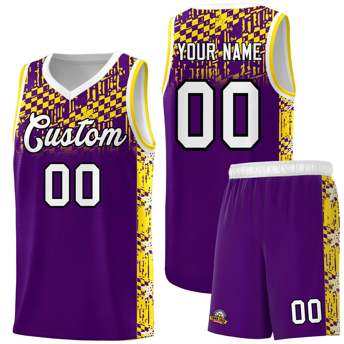 Custom Purple Mosaic Stars Pattern Sports Uniform Basketball Jersey