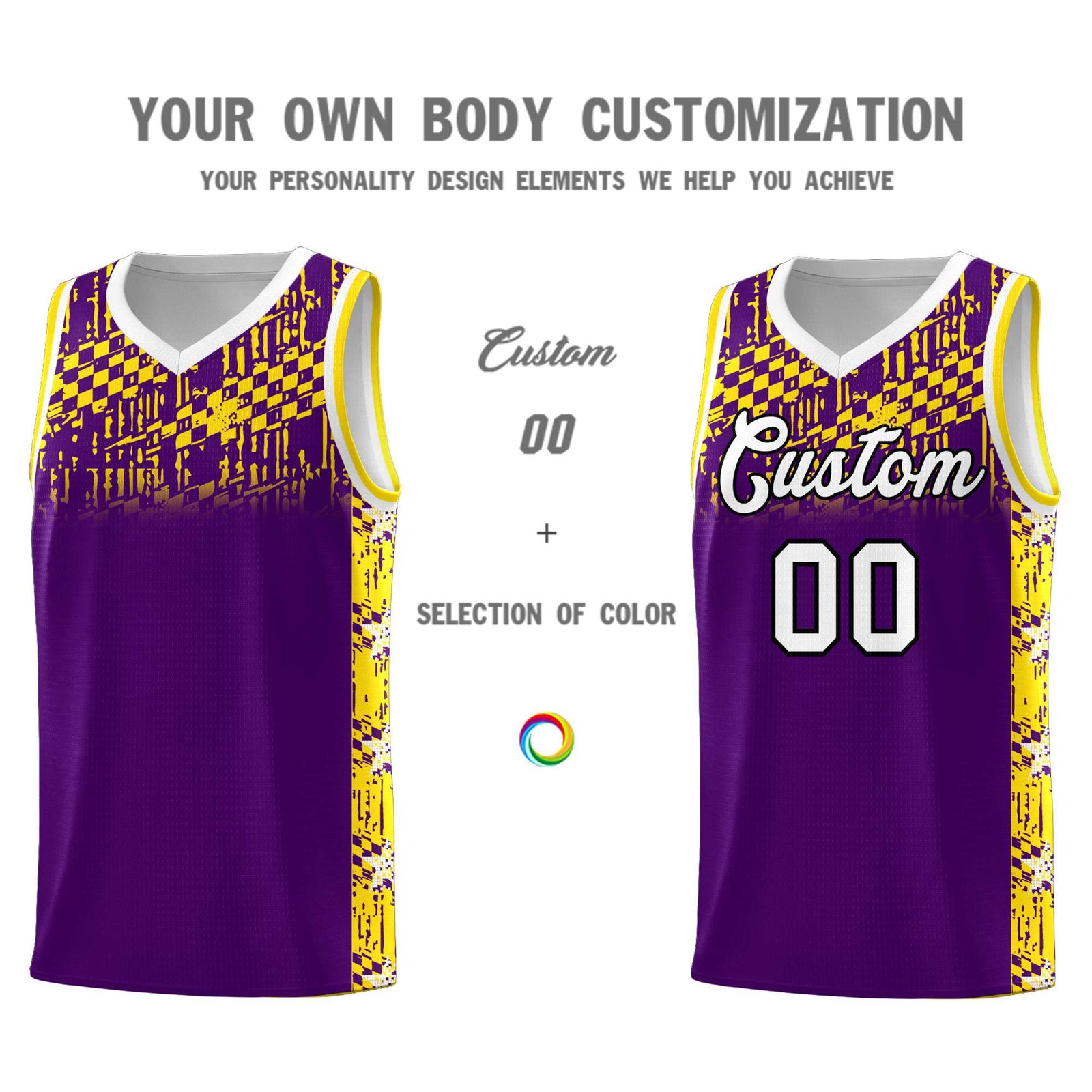 Custom Purple Mosaic Stars Pattern Sports Uniform Basketball Jersey