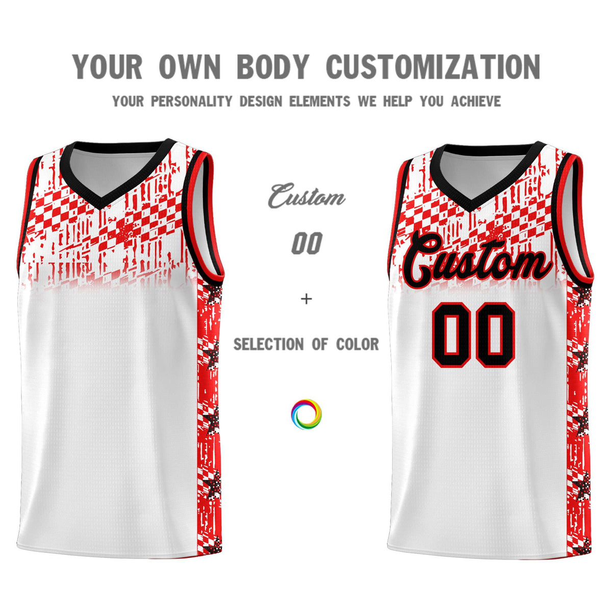 Custom White Mosaic Stars Pattern Sports Uniform Basketball Jersey