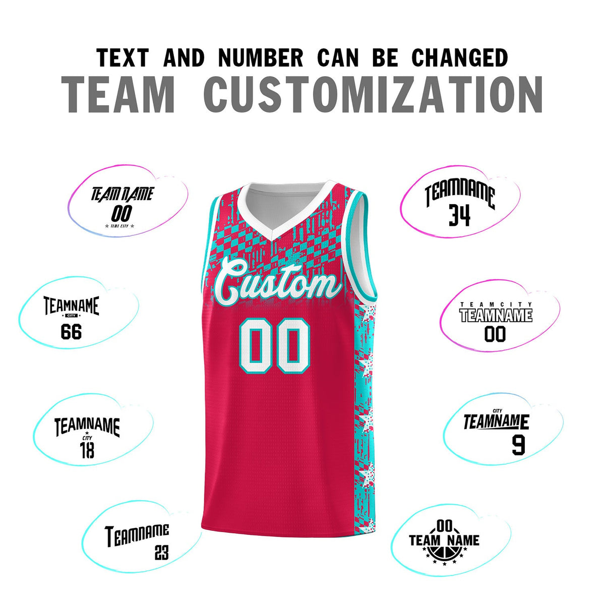 Custom Red Mosaic Stars Pattern Sports Uniform Basketball Jersey