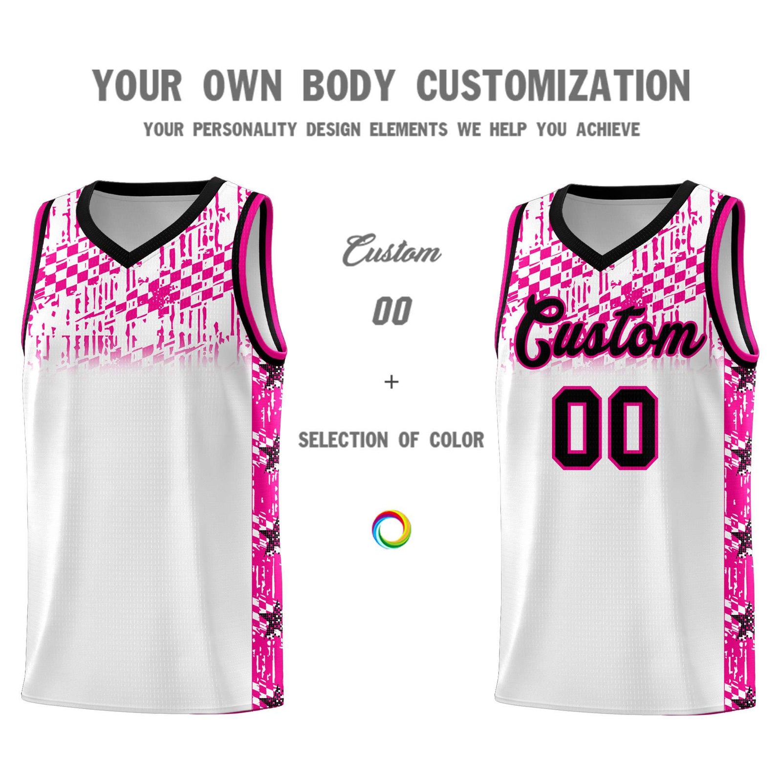Custom White Mosaic Stars Pattern Sports Uniform Basketball Jersey