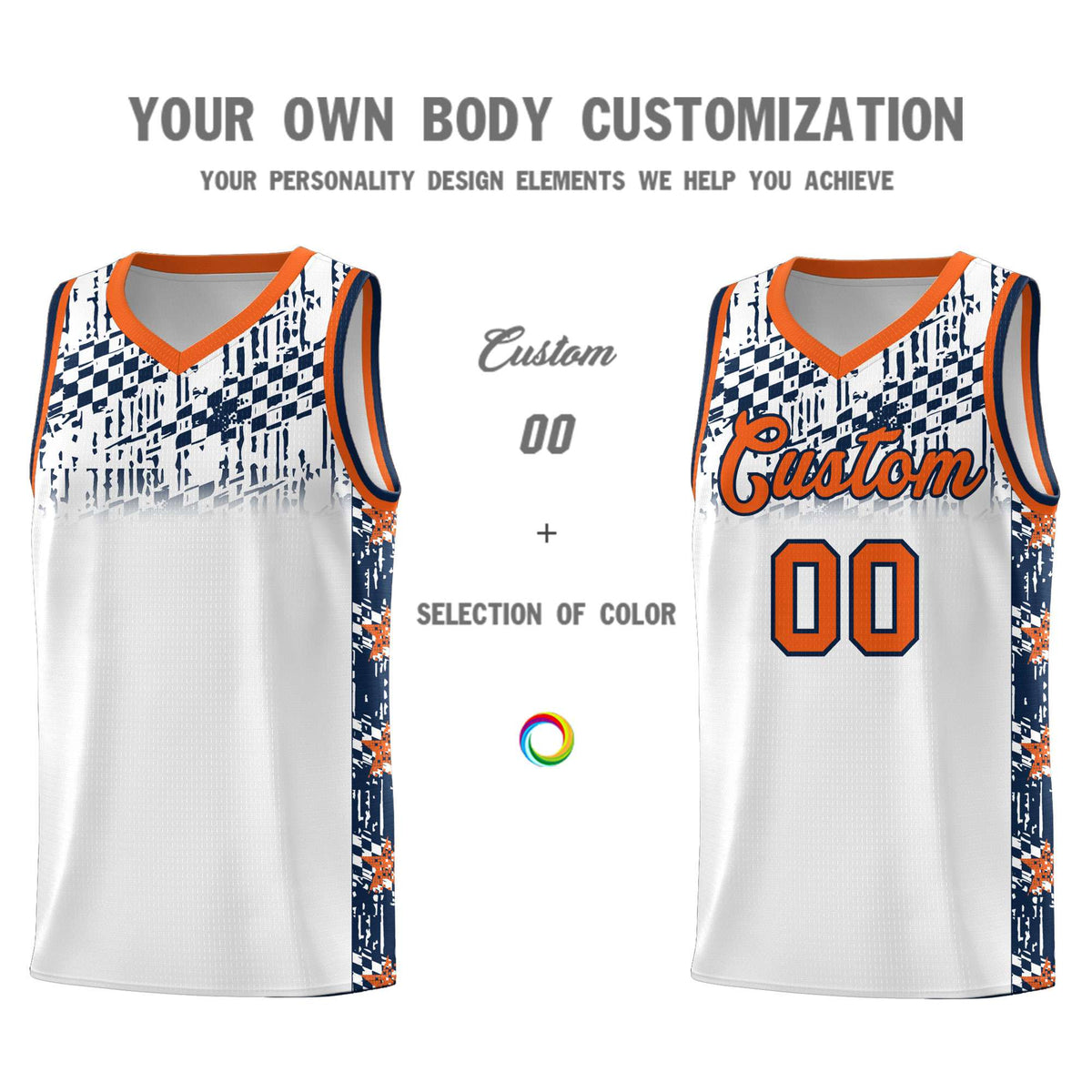 Custom White Mosaic Stars Pattern Sports Uniform Basketball Jersey
