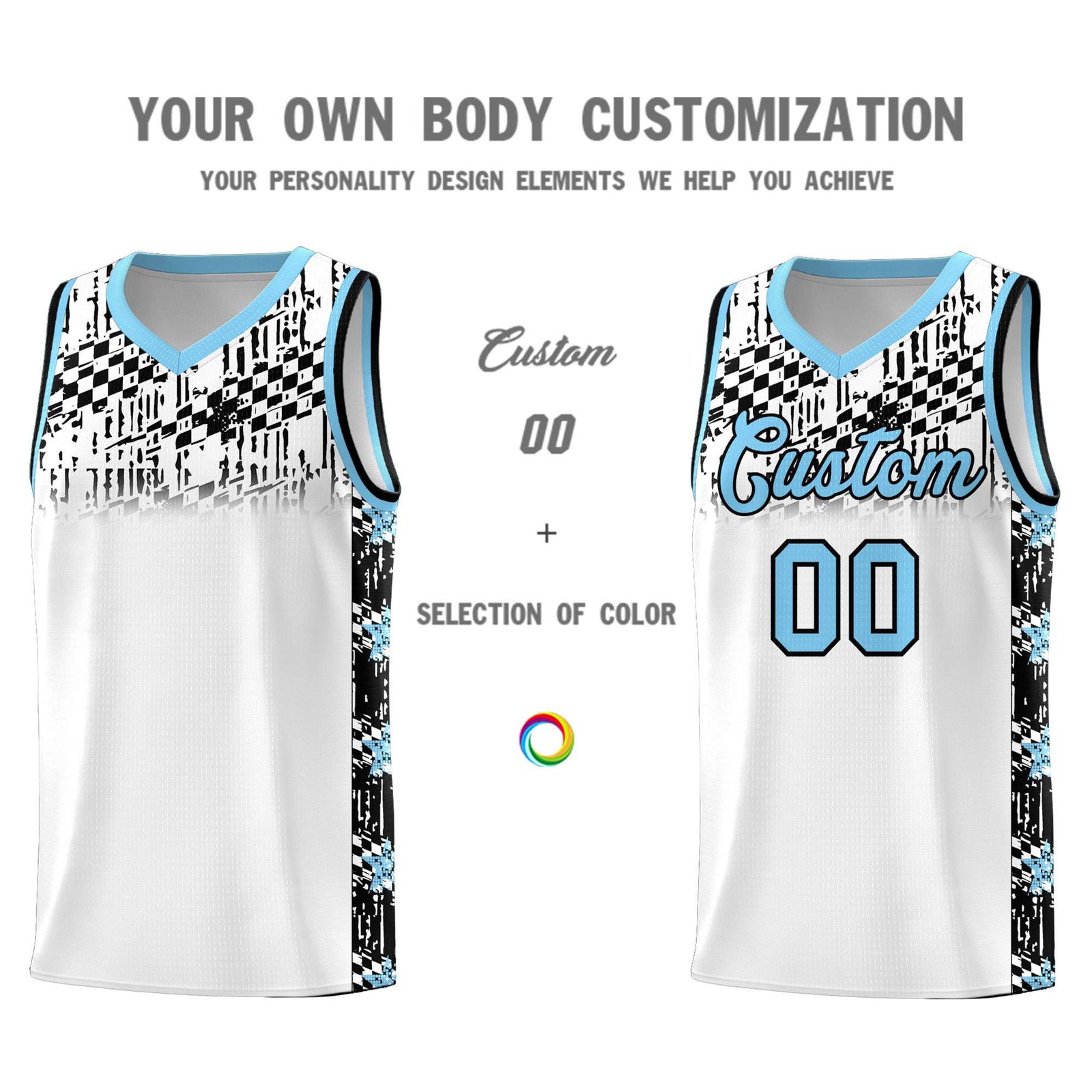 Custom White Mosaic Stars Pattern Sports Uniform Basketball Jersey