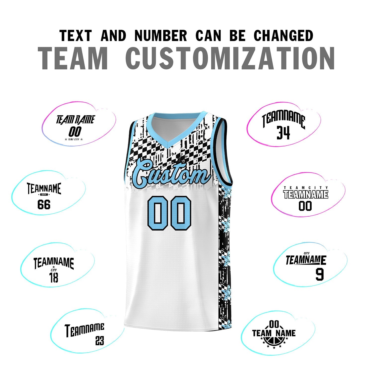 Custom White Mosaic Stars Pattern Sports Uniform Basketball Jersey