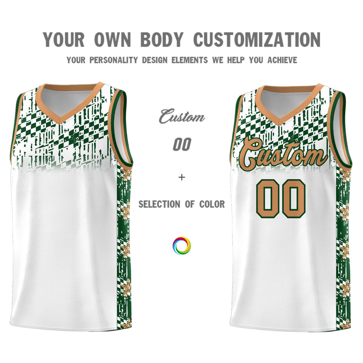 Custom White Mosaic Stars Pattern Sports Uniform Basketball Jersey