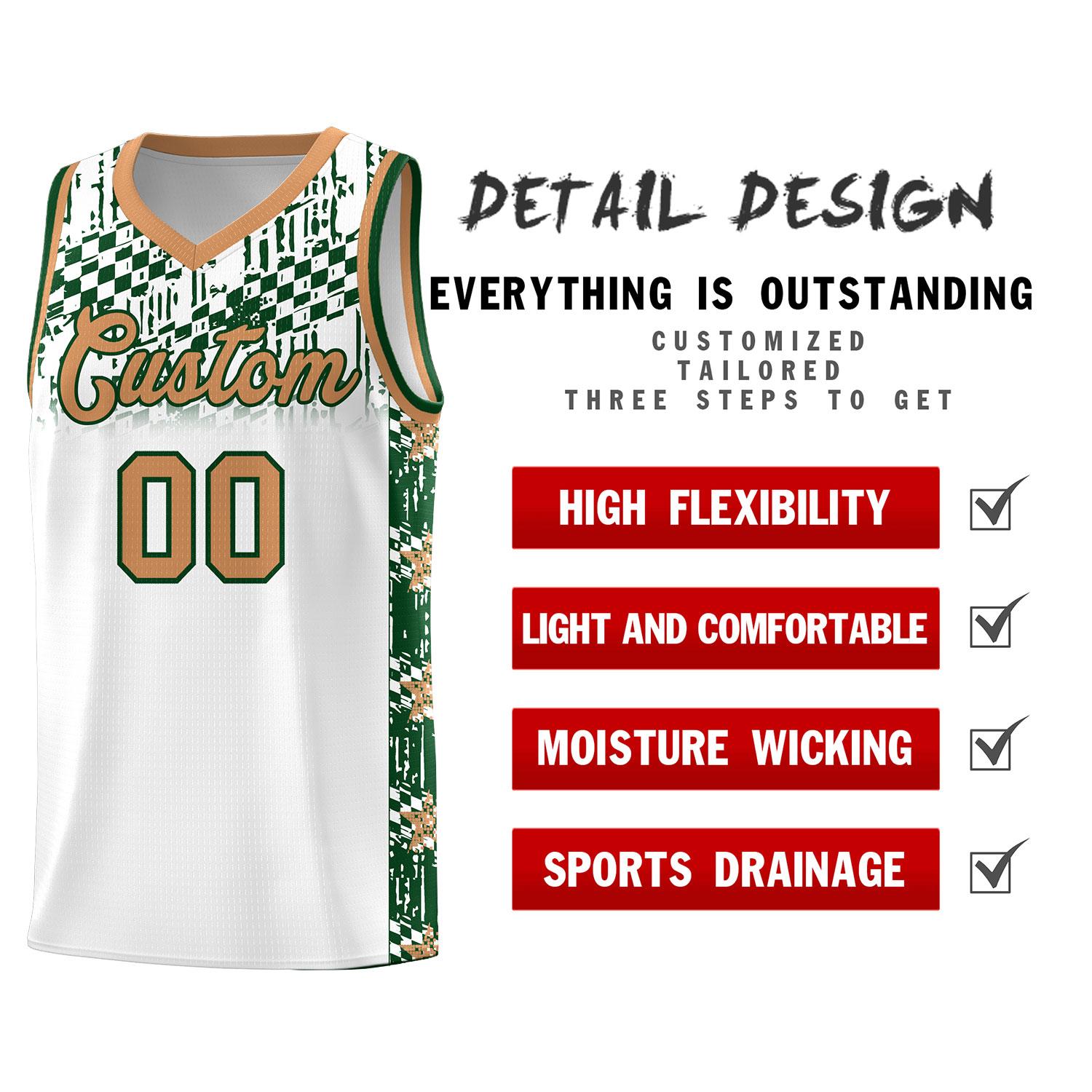 Custom White Mosaic Stars Pattern Sports Uniform Basketball Jersey