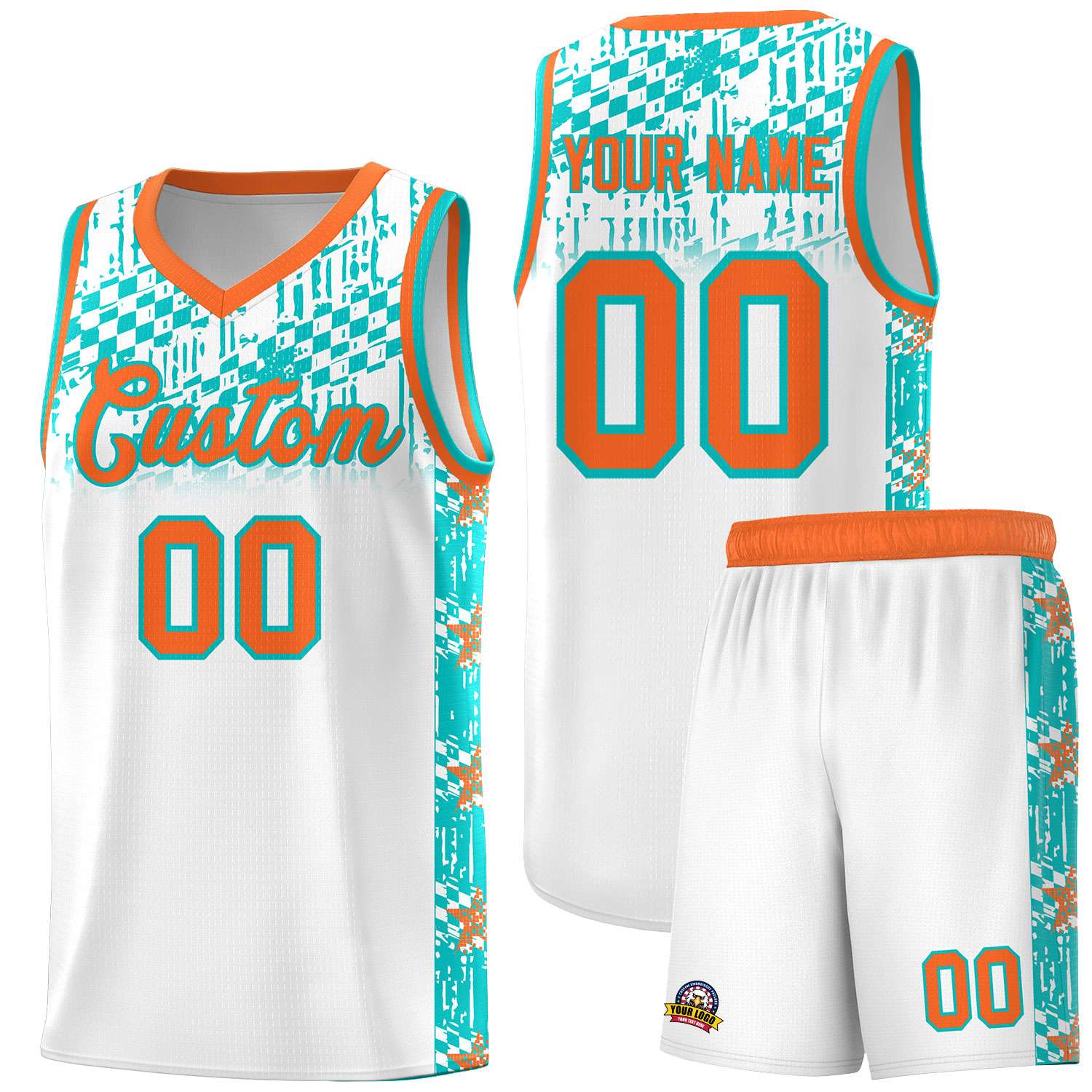 Custom White Mosaic Stars Pattern Sports Uniform Basketball Jersey