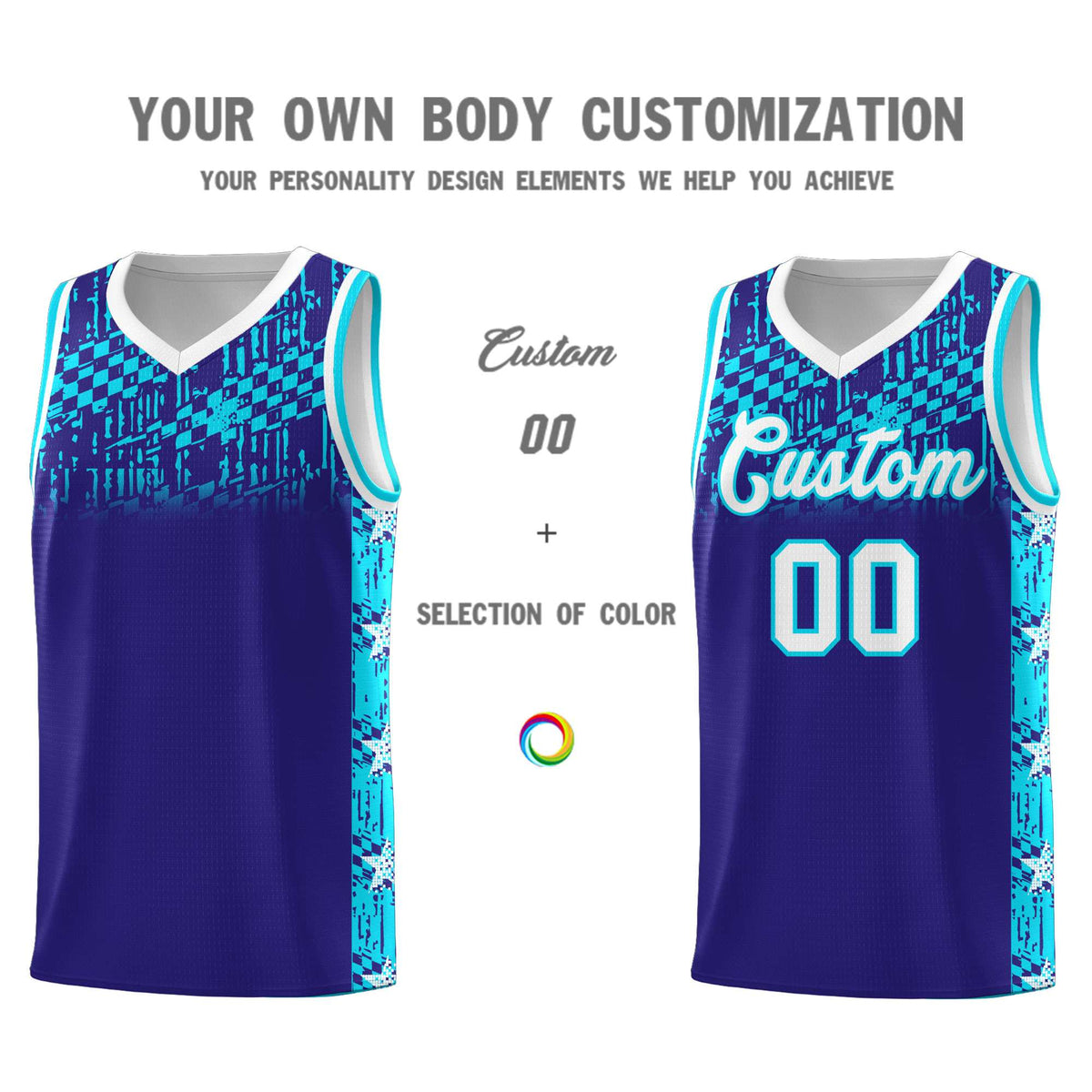 Custom Royal Mosaic Stars Pattern Sports Uniform Basketball Jersey