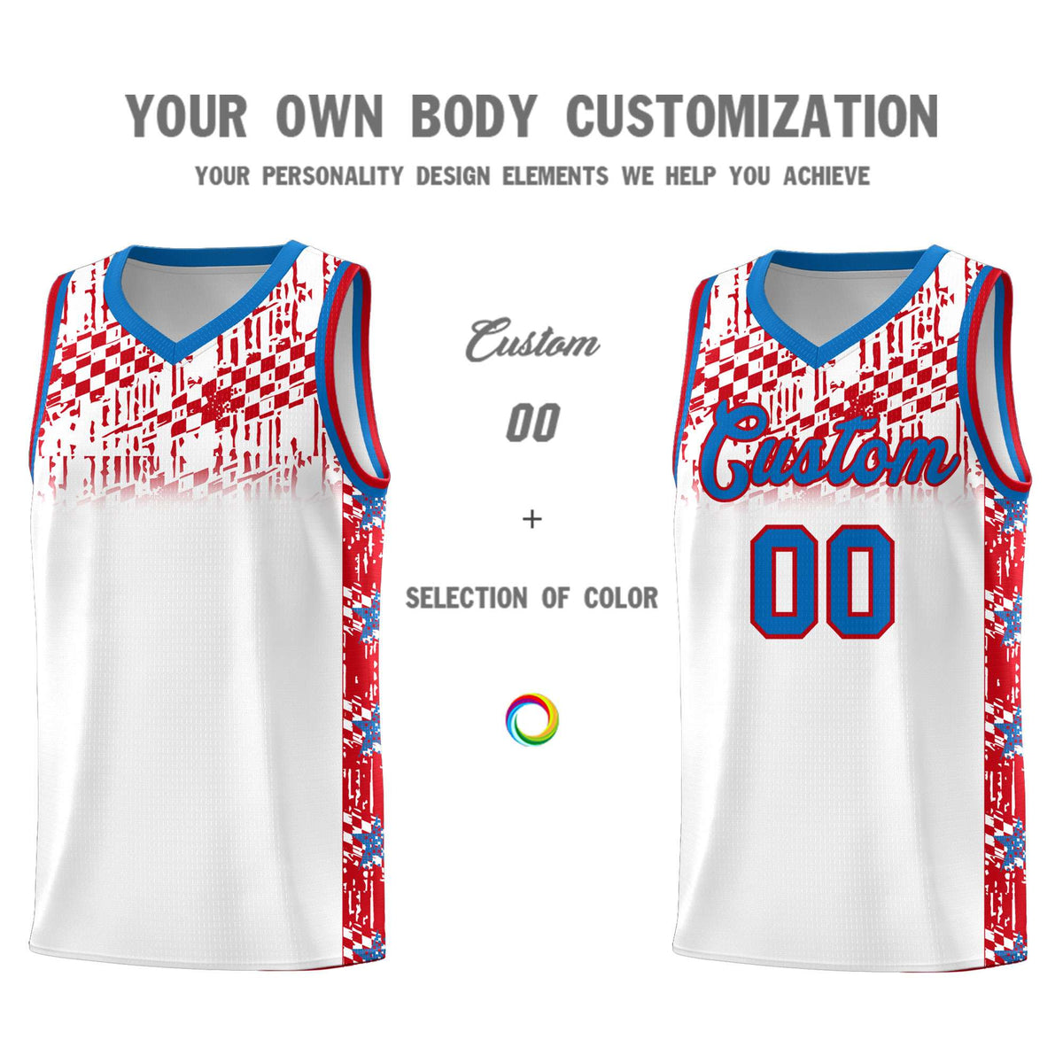 Custom White Mosaic Stars Pattern Sports Uniform Basketball Jersey