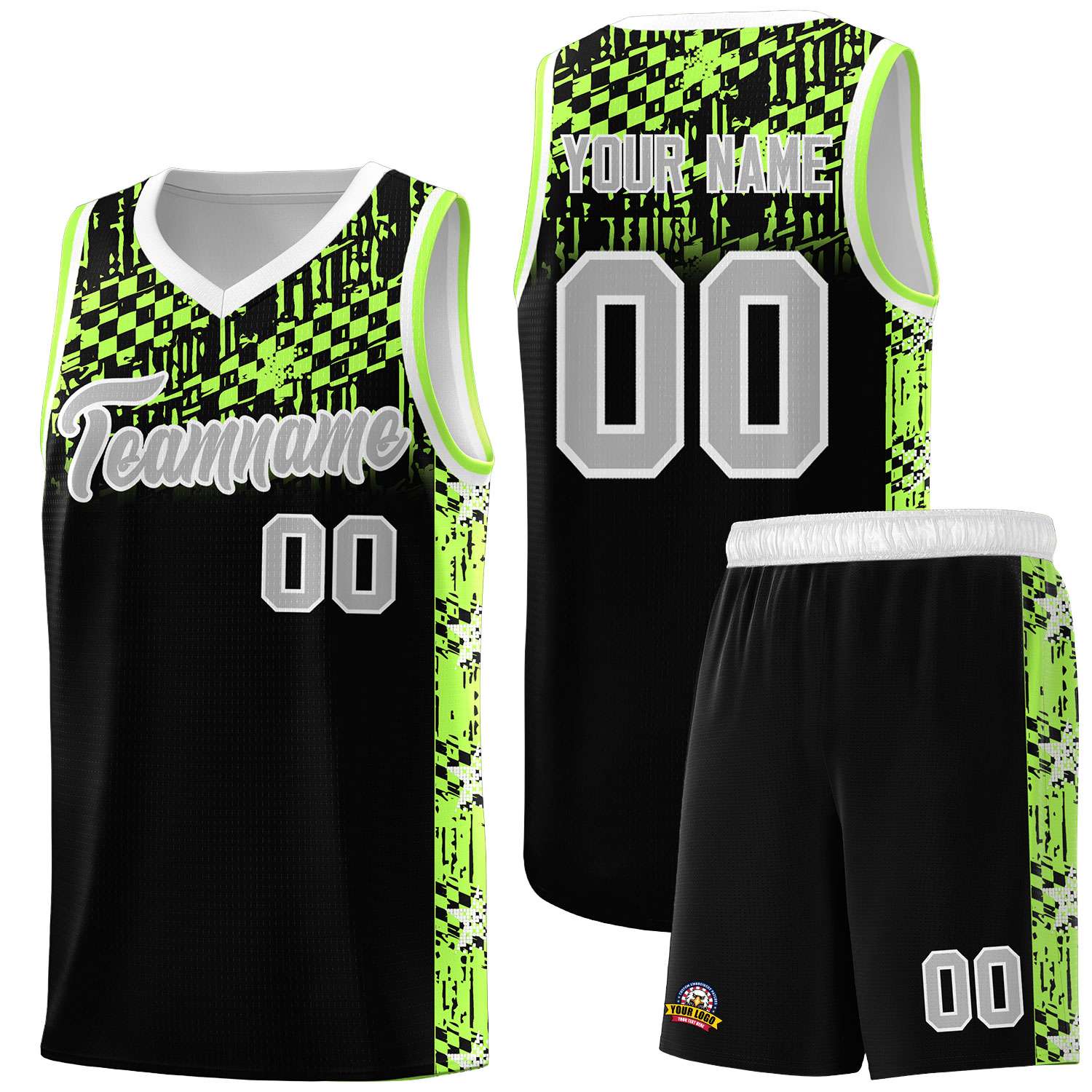 Custom Black Mosaic Stars Pattern Sports Uniform Basketball Jersey
