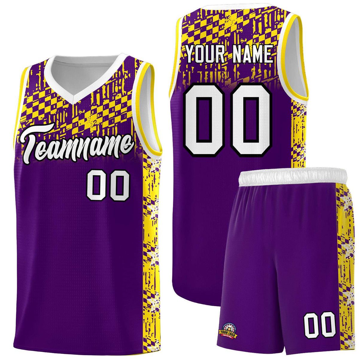 Custom Purple Mosaic Stars Pattern Sports Uniform Basketball Jersey