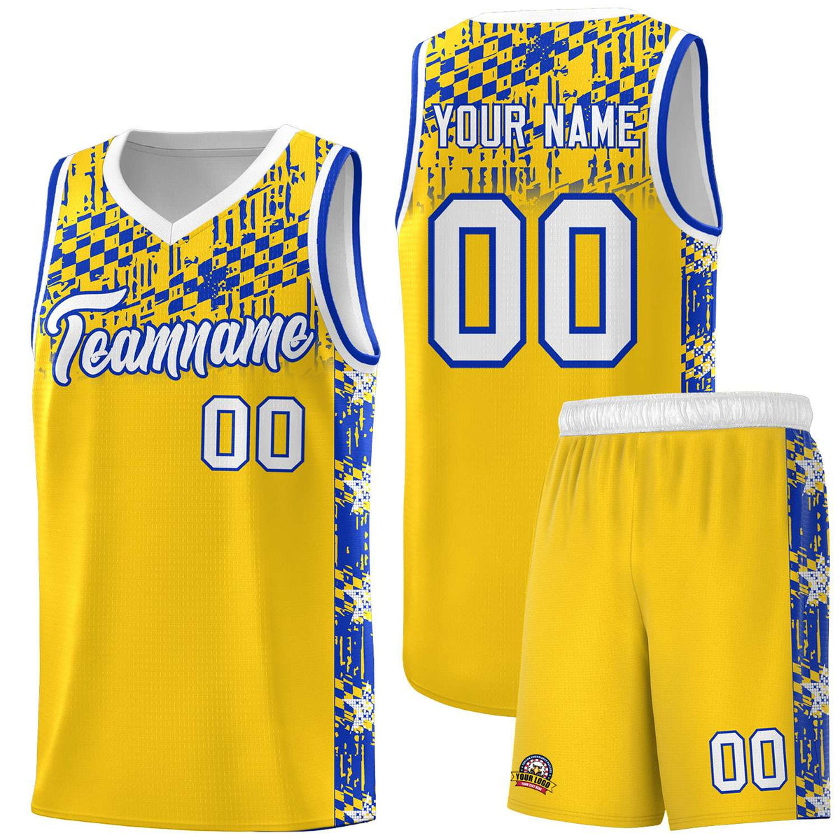 Custom Gold Mosaic Stars Pattern Sports Uniform Basketball Jersey