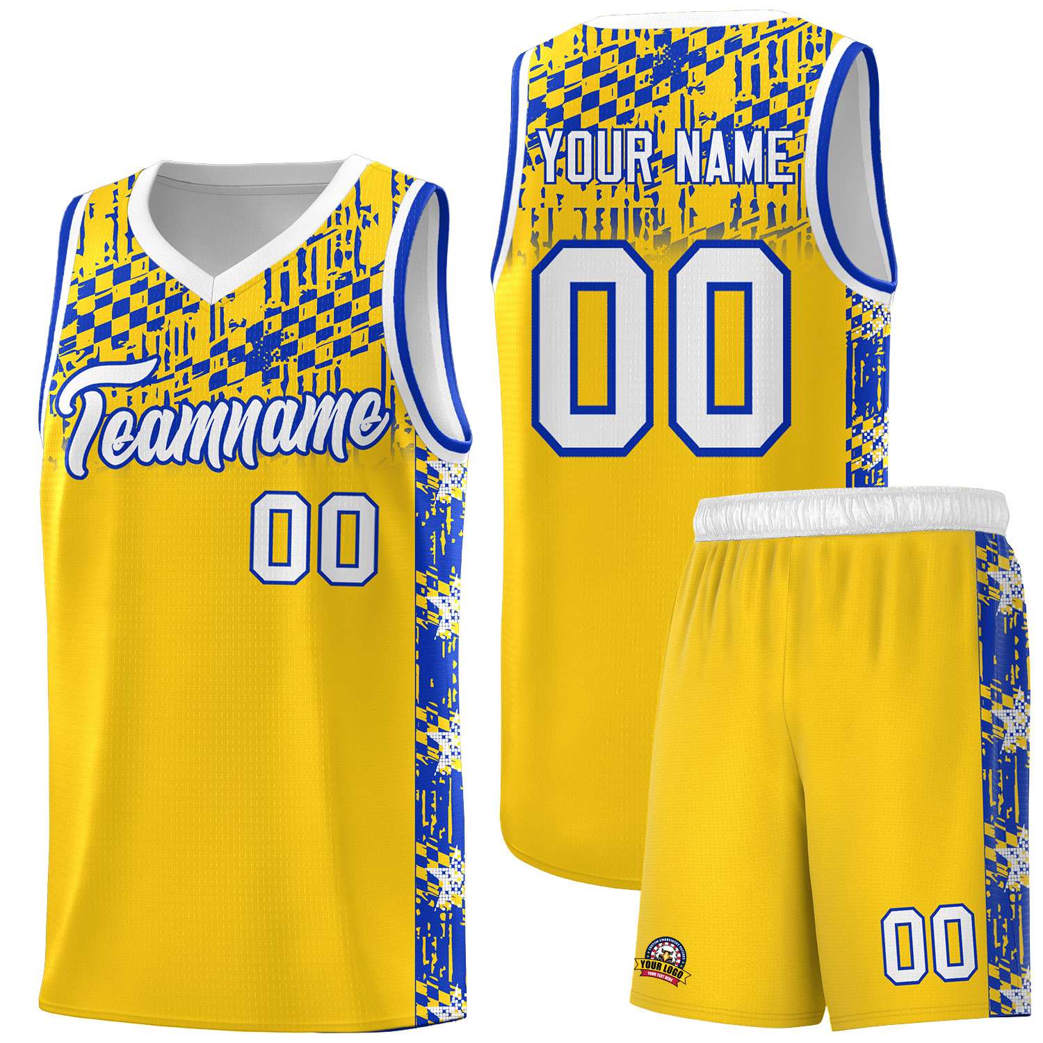 Custom Gold Mosaic Stars Pattern Sports Uniform Basketball Jersey