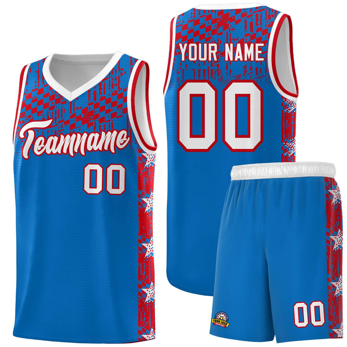 Custom Royal Mosaic Stars Pattern Sports Uniform Basketball Jersey
