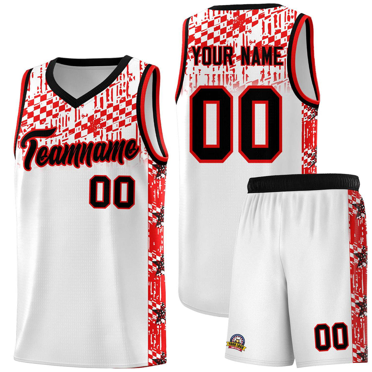 Custom White Mosaic Stars Pattern Sports Uniform Basketball Jersey