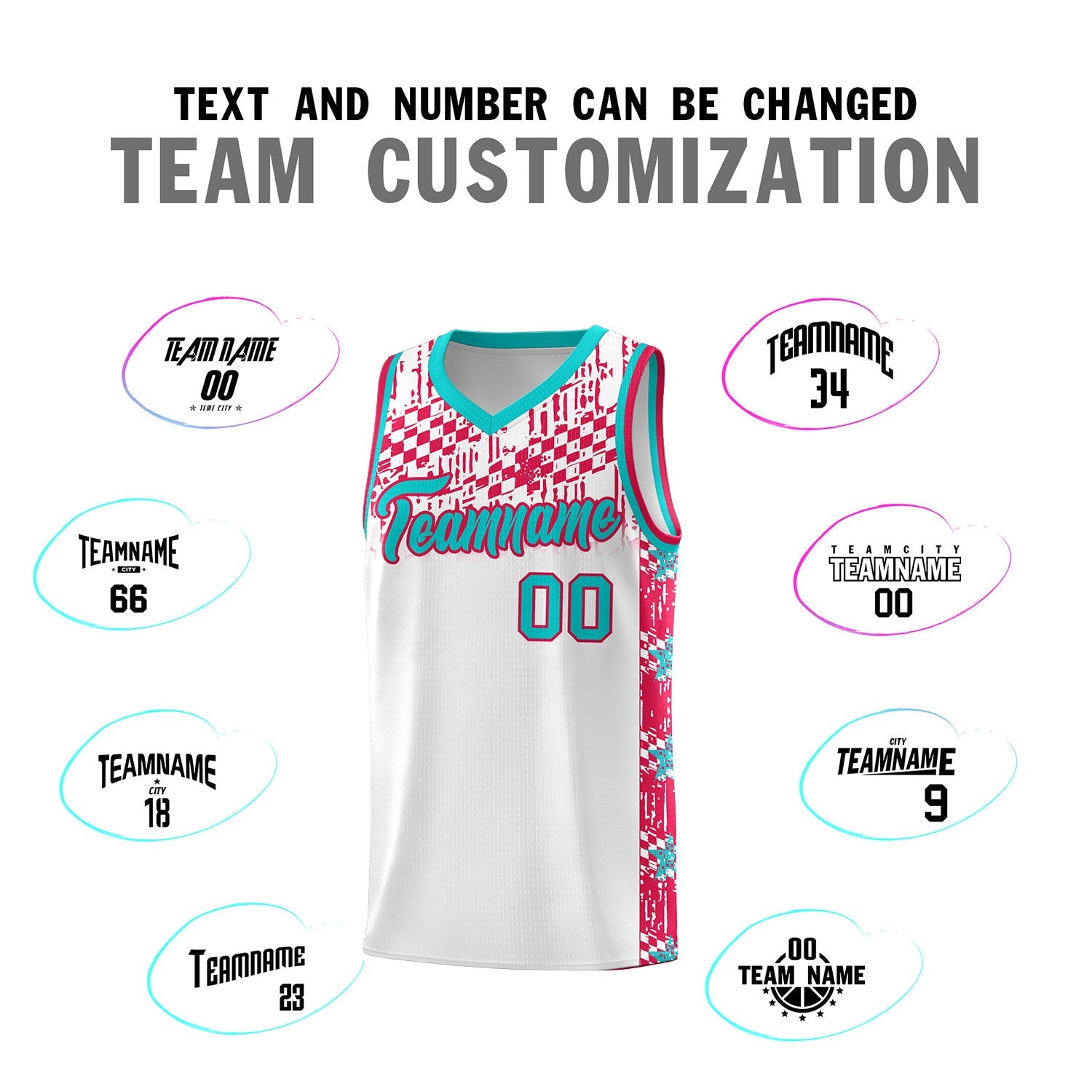 Custom White Mosaic Stars Pattern Sports Uniform Basketball Jersey