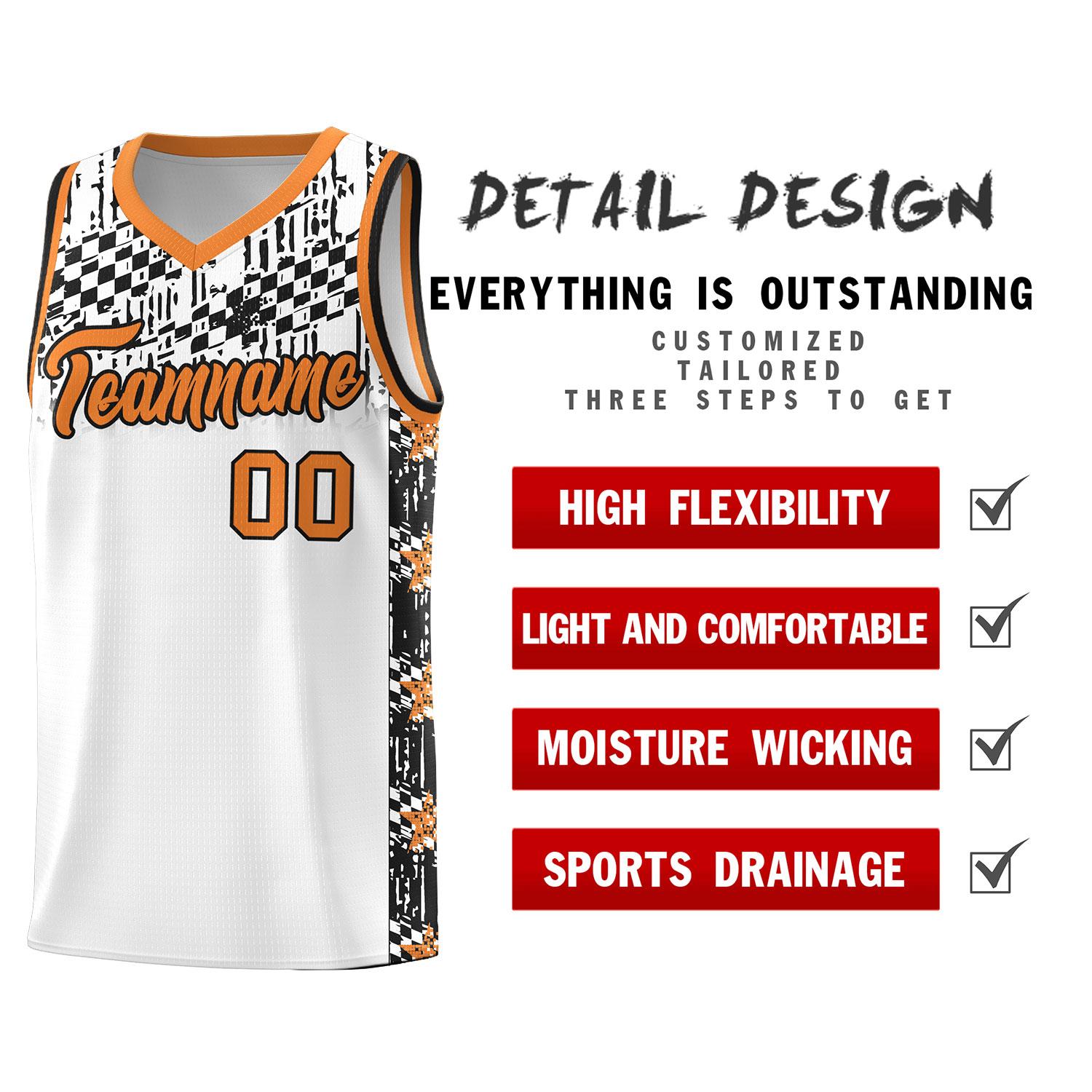 Custom White Mosaic Stars Pattern Sports Uniform Basketball Jersey