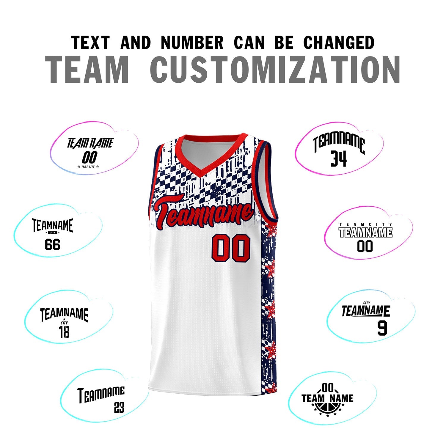 Custom White Mosaic Stars Pattern Sports Uniform Basketball Jersey