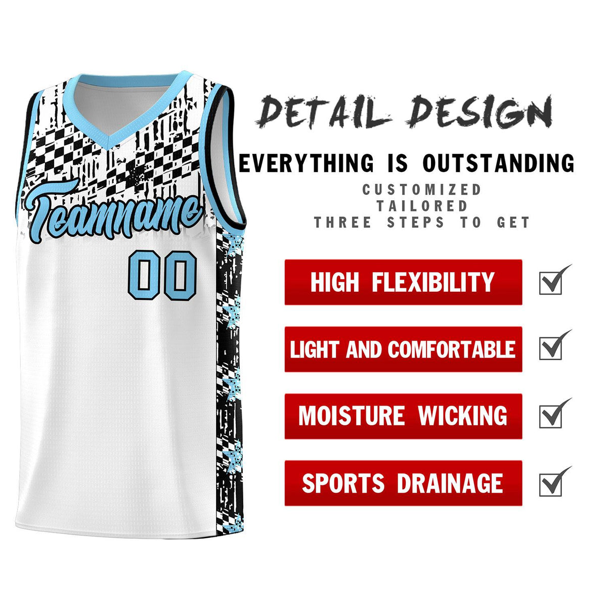 Custom White Mosaic Stars Pattern Sports Uniform Basketball Jersey