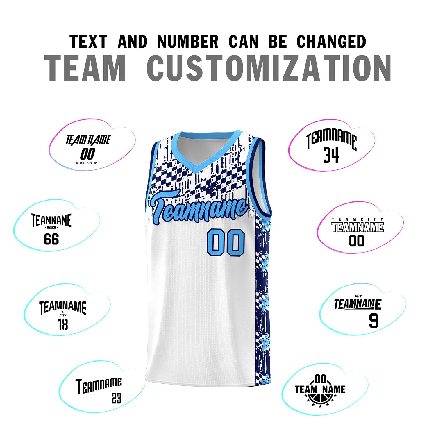 Custom White Mosaic Stars Pattern Sports Uniform Basketball Jersey