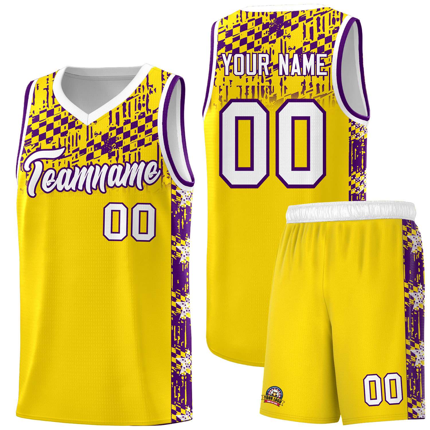 Custom Gold Mosaic Stars Pattern Sports Uniform Basketball Jersey