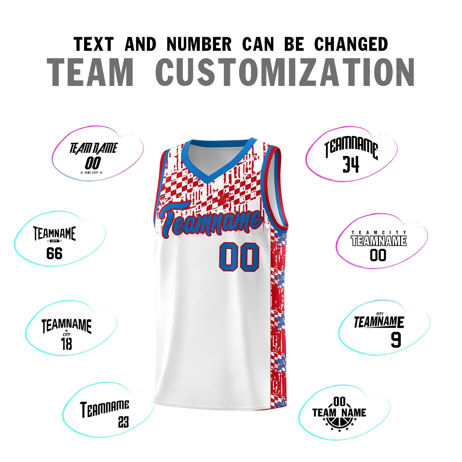 Custom White Mosaic Stars Pattern Sports Uniform Basketball Jersey