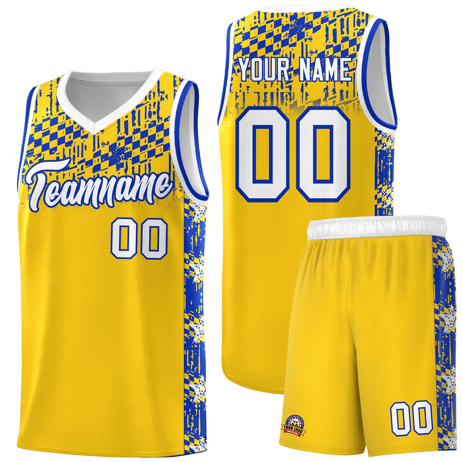 Custom Gold Mosaic Stars Pattern Sports Uniform Basketball Jersey