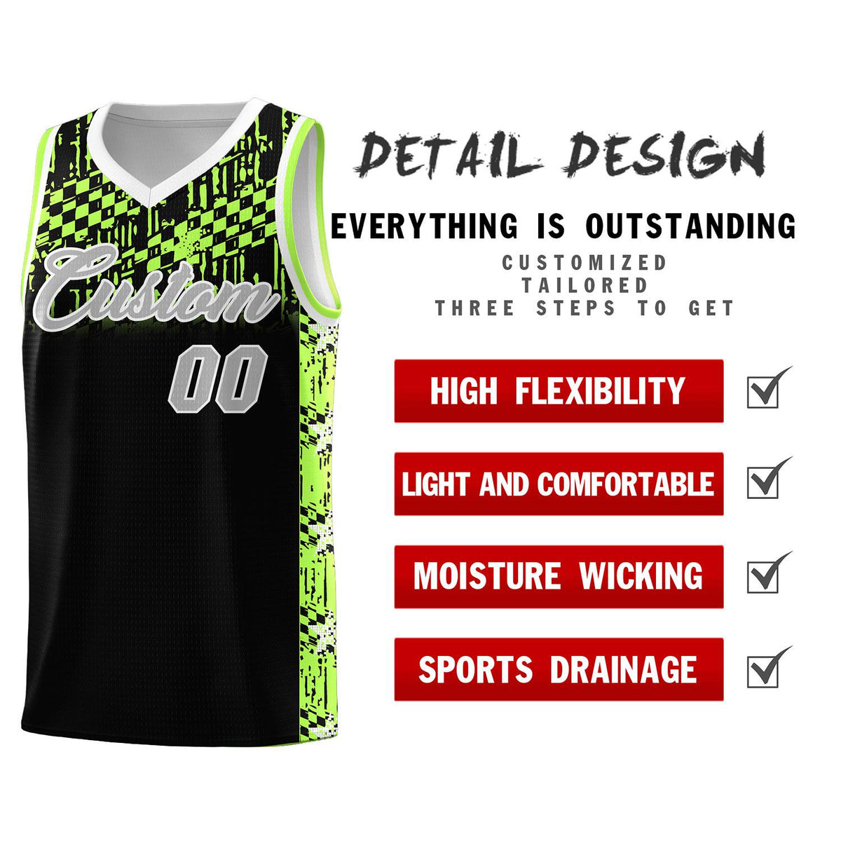 Custom Black Mosaic Stars Pattern Sports Uniform Basketball Jersey