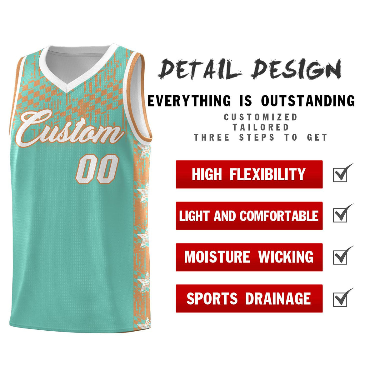 Custom Bright Green Mosaic Stars Pattern Sports Uniform Basketball Jersey
