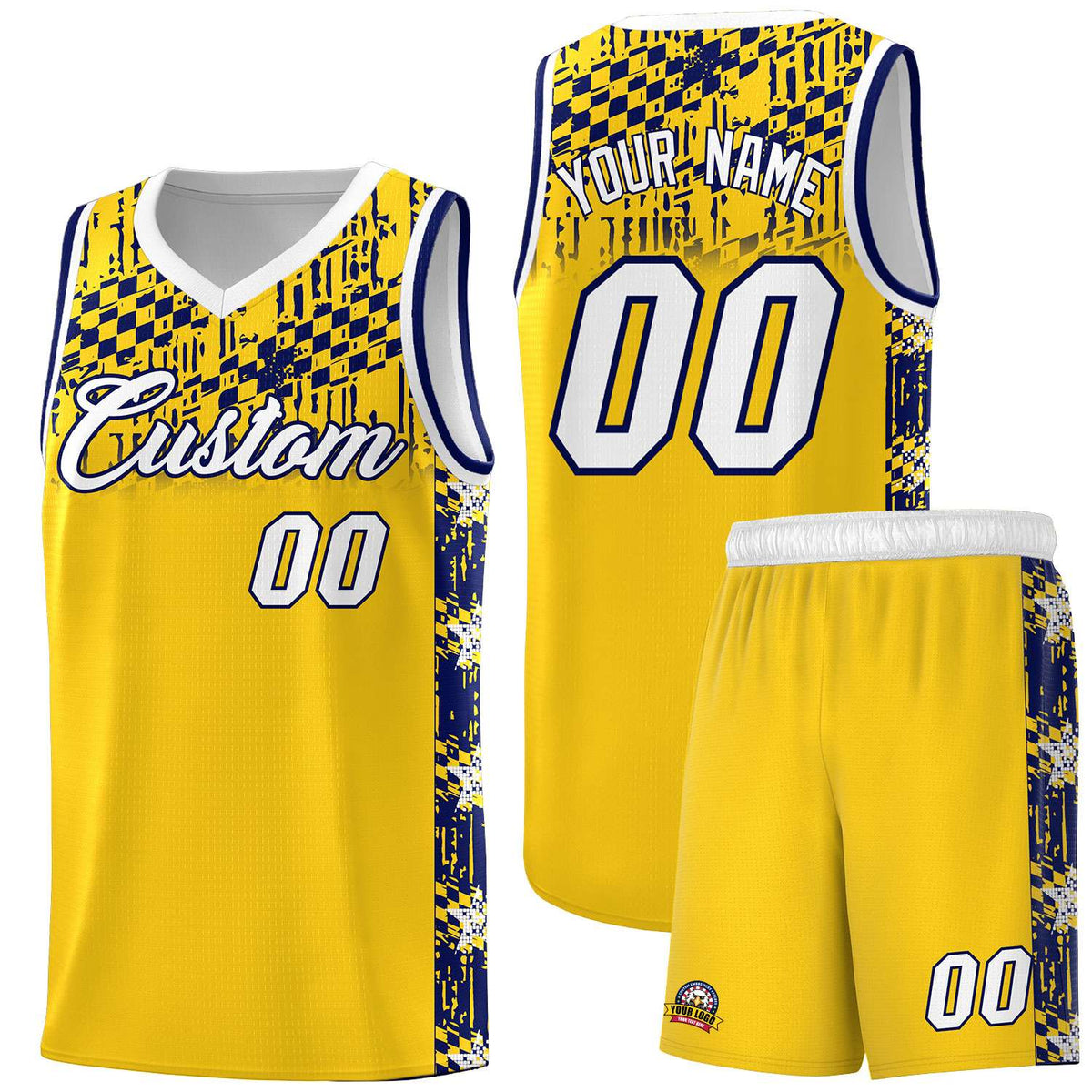 Custom Gold Mosaic Stars Pattern Sports Uniform Basketball Jersey