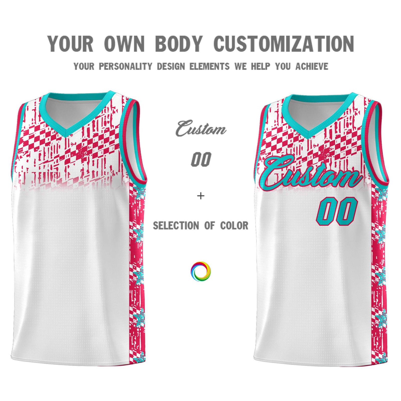 Custom White Mosaic Stars Pattern Sports Uniform Basketball Jersey