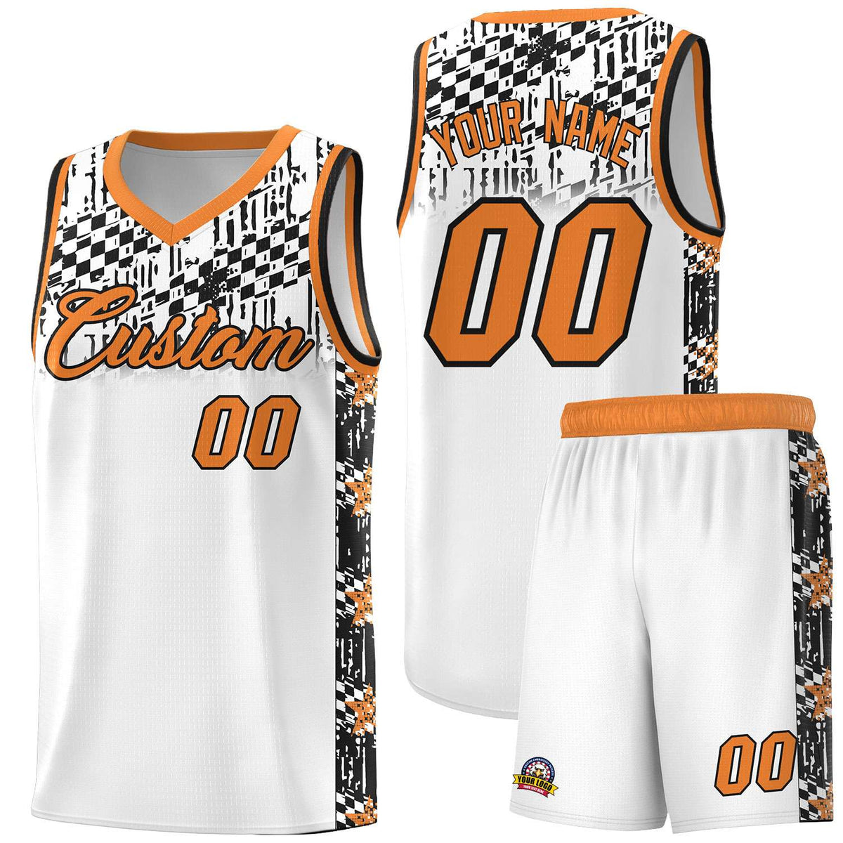 Custom White Mosaic Stars Pattern Sports Uniform Basketball Jersey