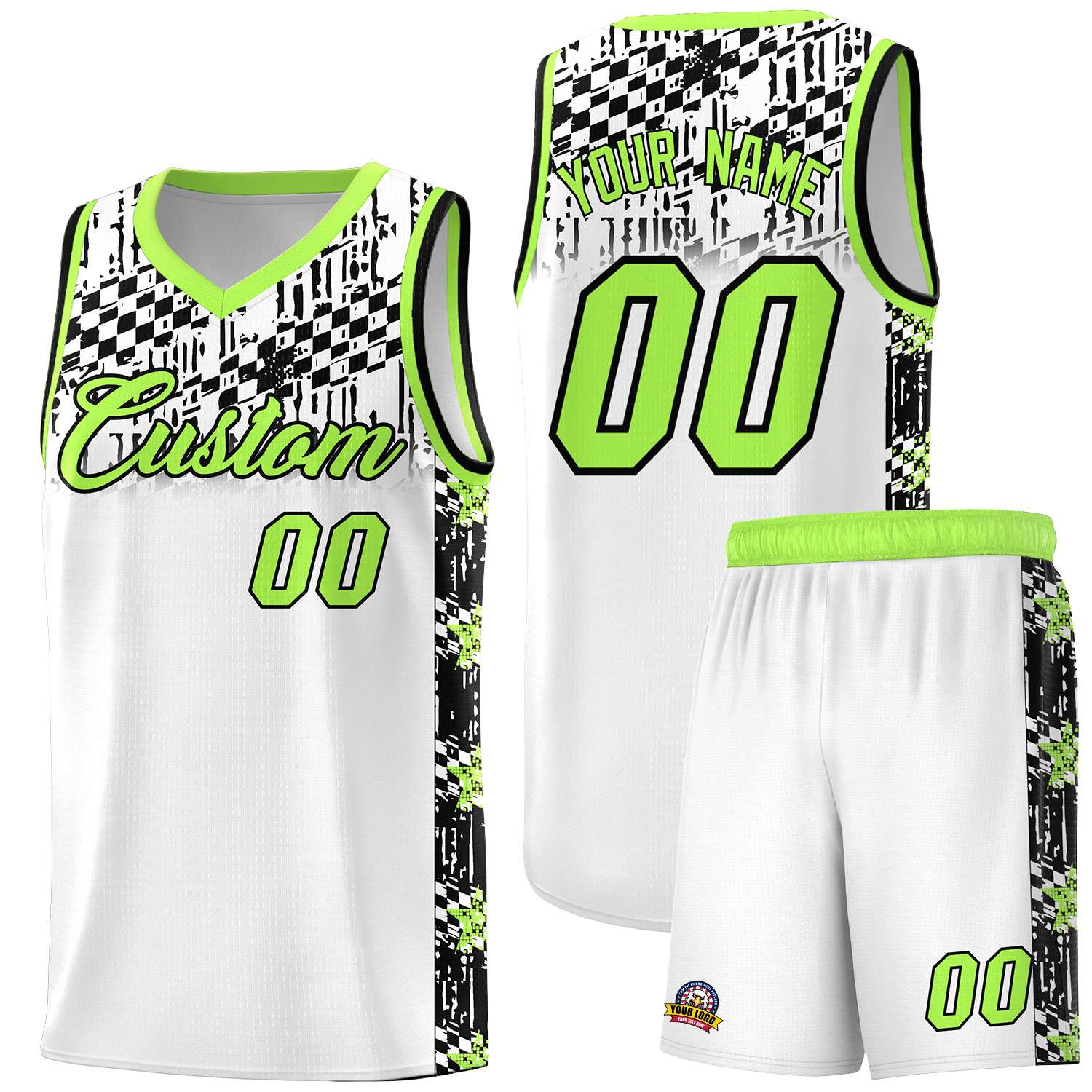 Custom White Mosaic Stars Pattern Sports Uniform Basketball Jersey