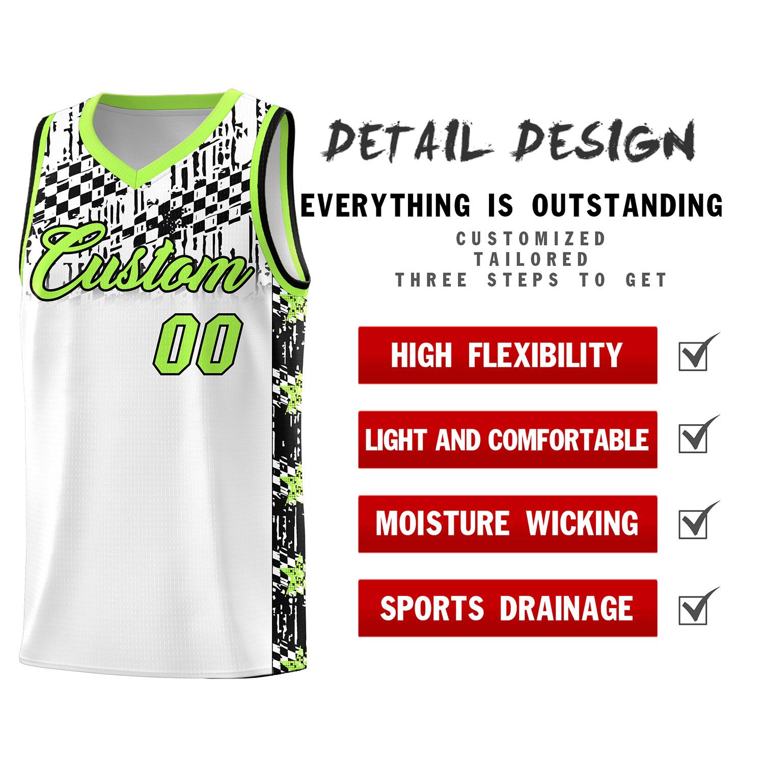 Custom White Mosaic Stars Pattern Sports Uniform Basketball Jersey
