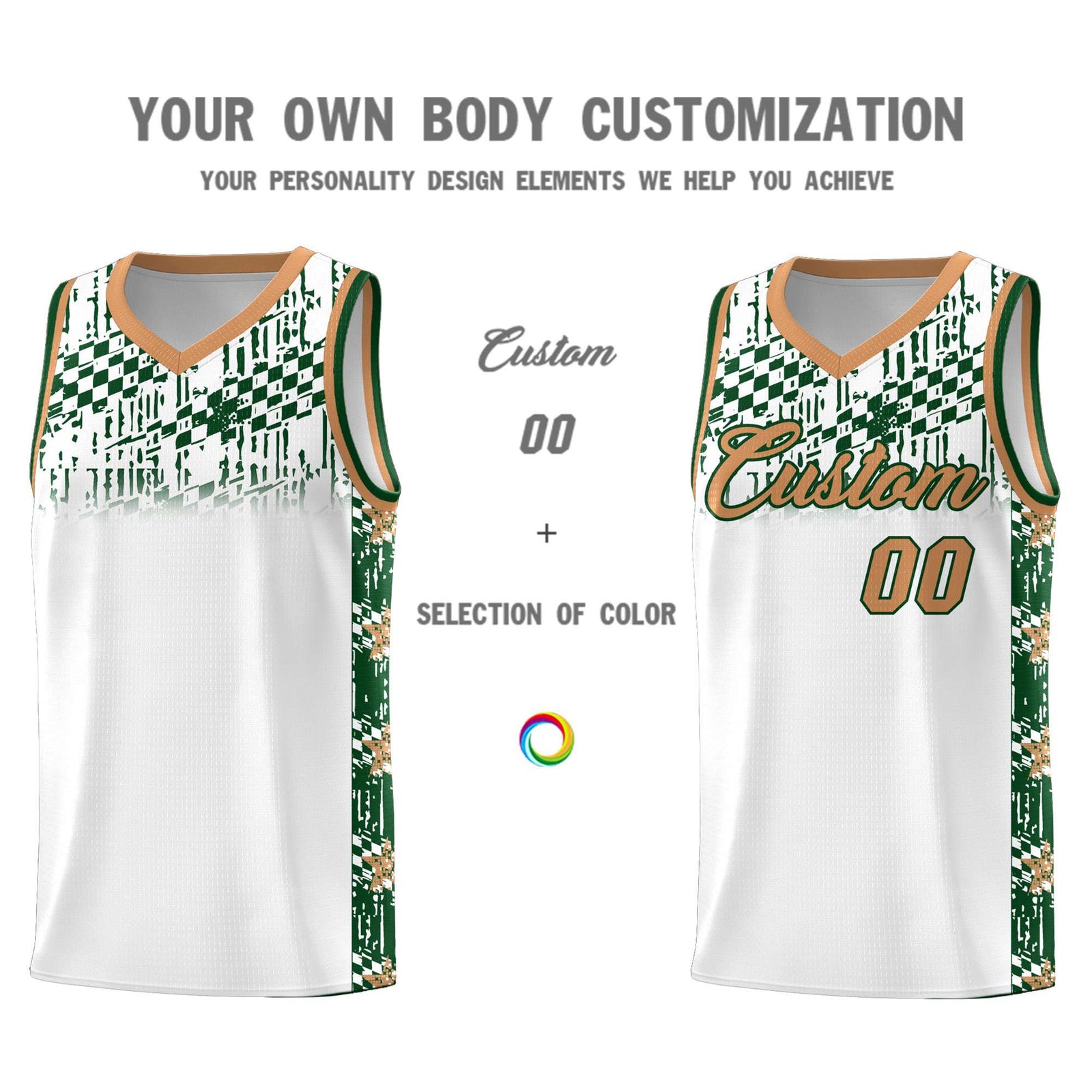 Custom White Mosaic Stars Pattern Sports Uniform Basketball Jersey