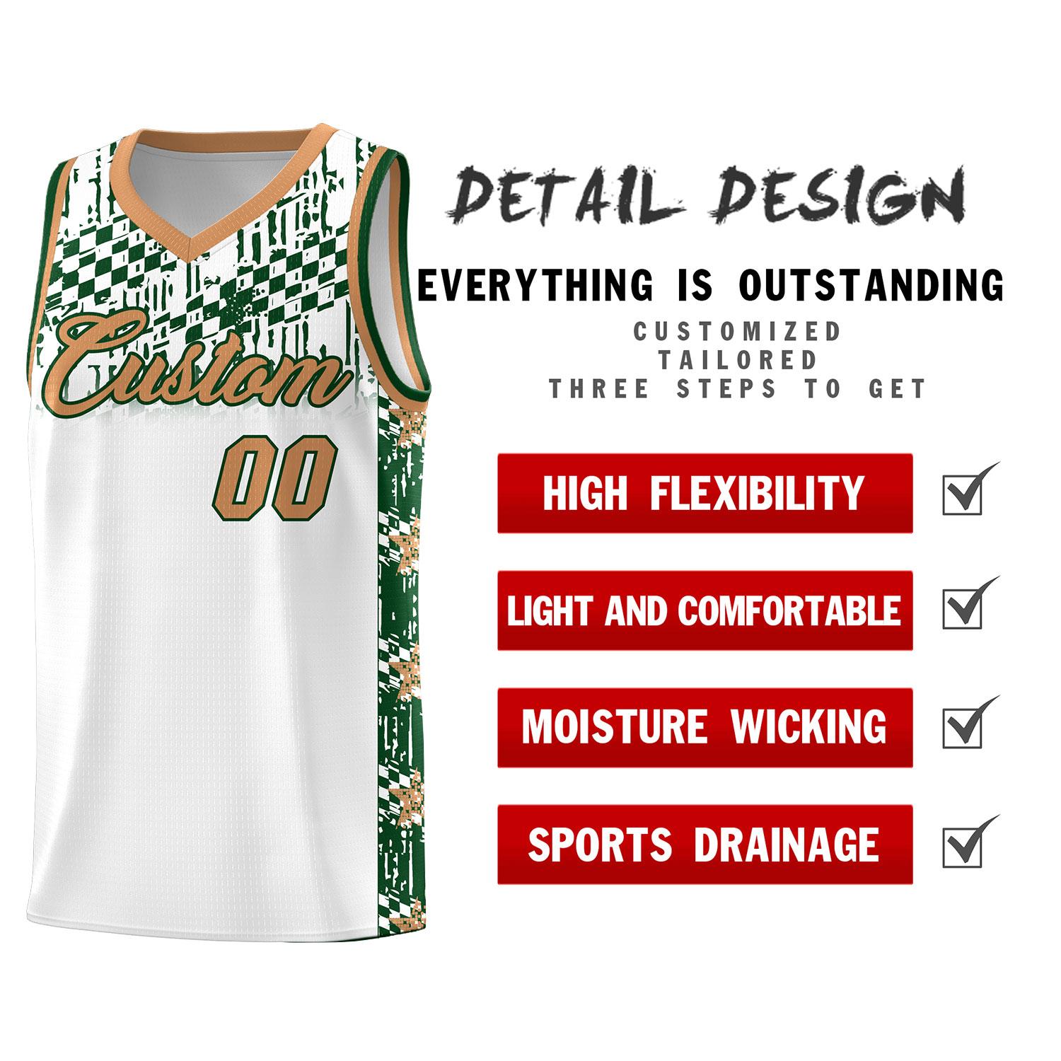 Custom White Mosaic Stars Pattern Sports Uniform Basketball Jersey