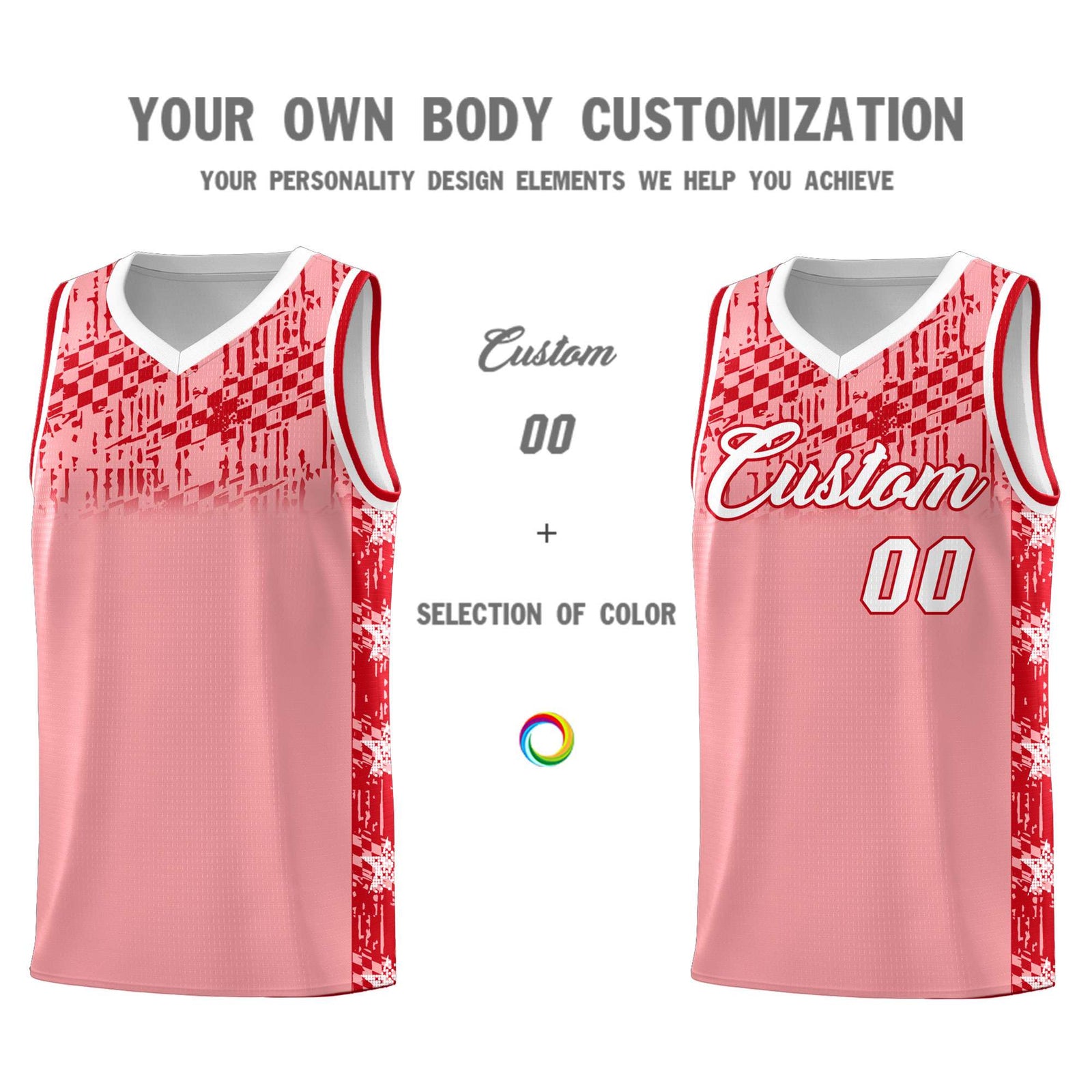 Custom Light Pink Mosaic Stars Pattern Sports Uniform Basketball Jersey
