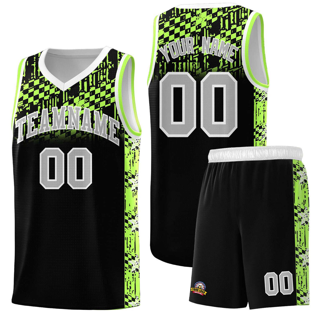 Custom Black Mosaic Stars Pattern Sports Uniform Basketball Jersey