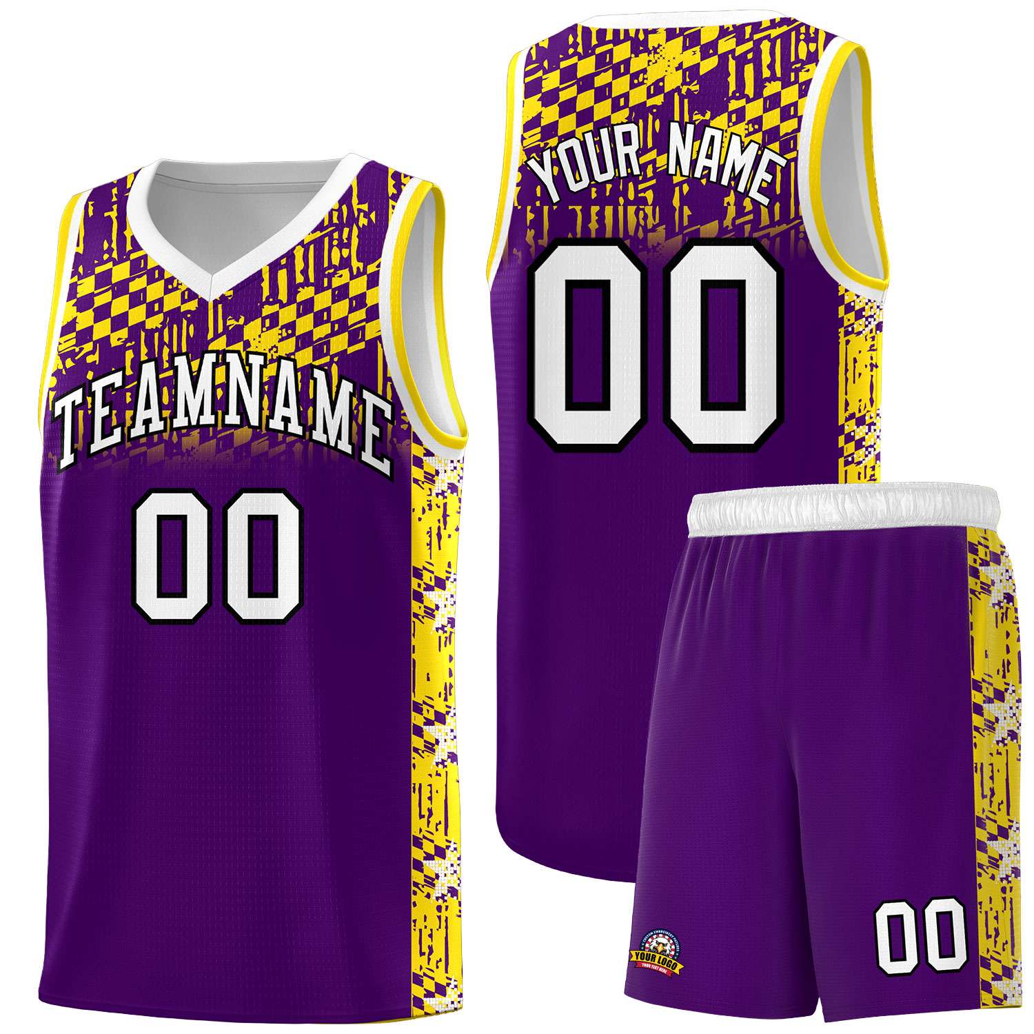 Custom Purple Mosaic Stars Pattern Sports Uniform Basketball Jersey
