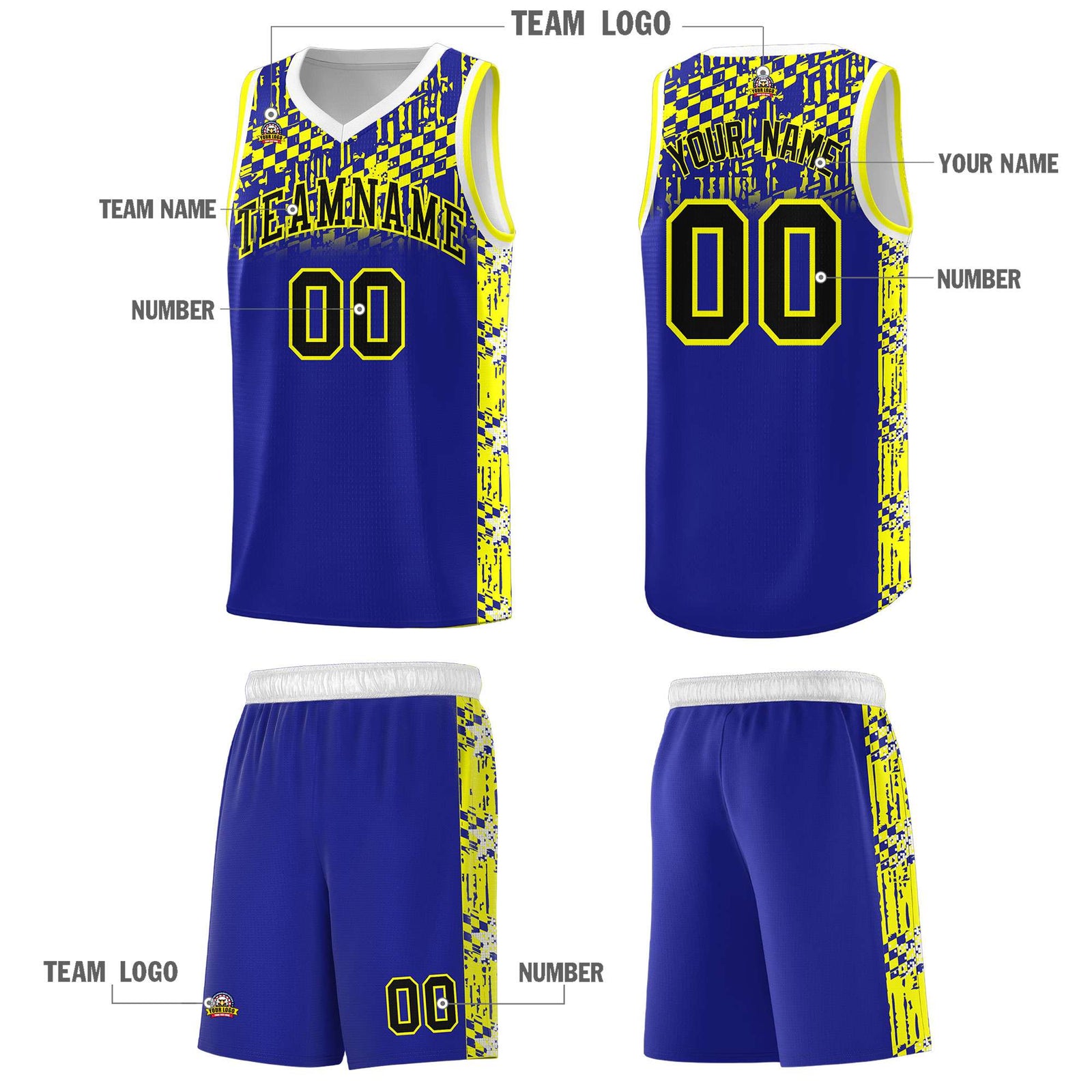 Custom Royal Mosaic Stars Pattern Sports Uniform Basketball Jersey