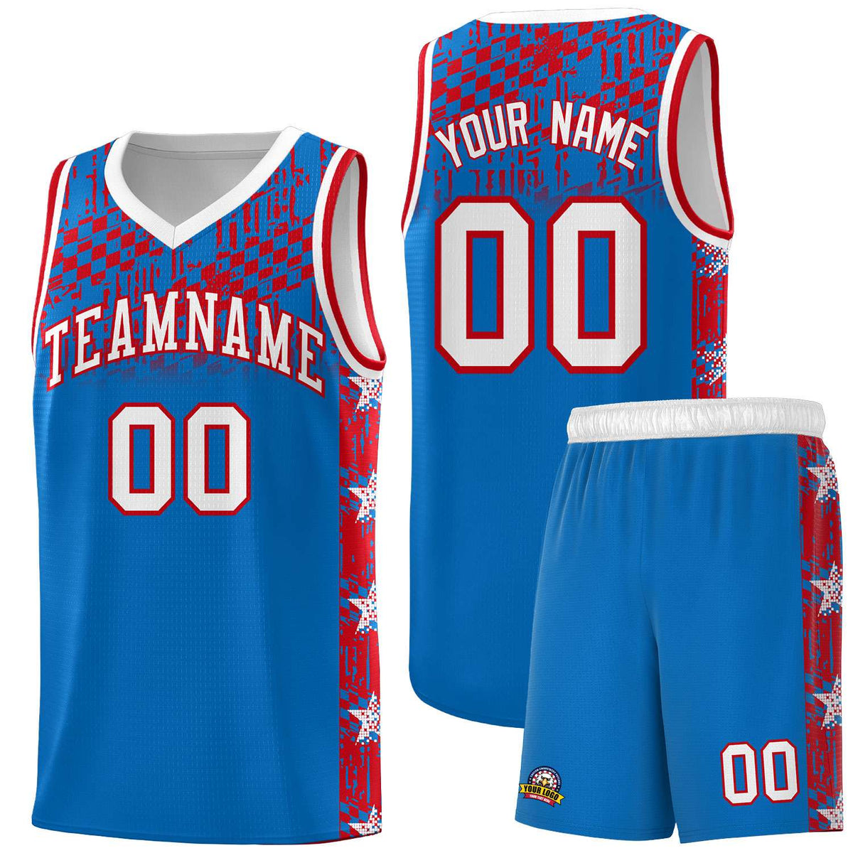 Custom Royal Mosaic Stars Pattern Sports Uniform Basketball Jersey
