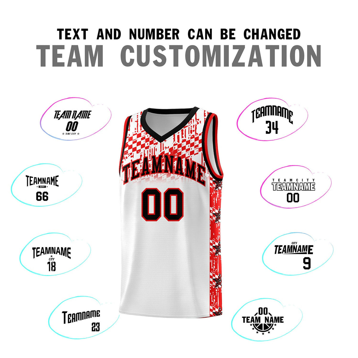 Custom White Mosaic Stars Pattern Sports Uniform Basketball Jersey