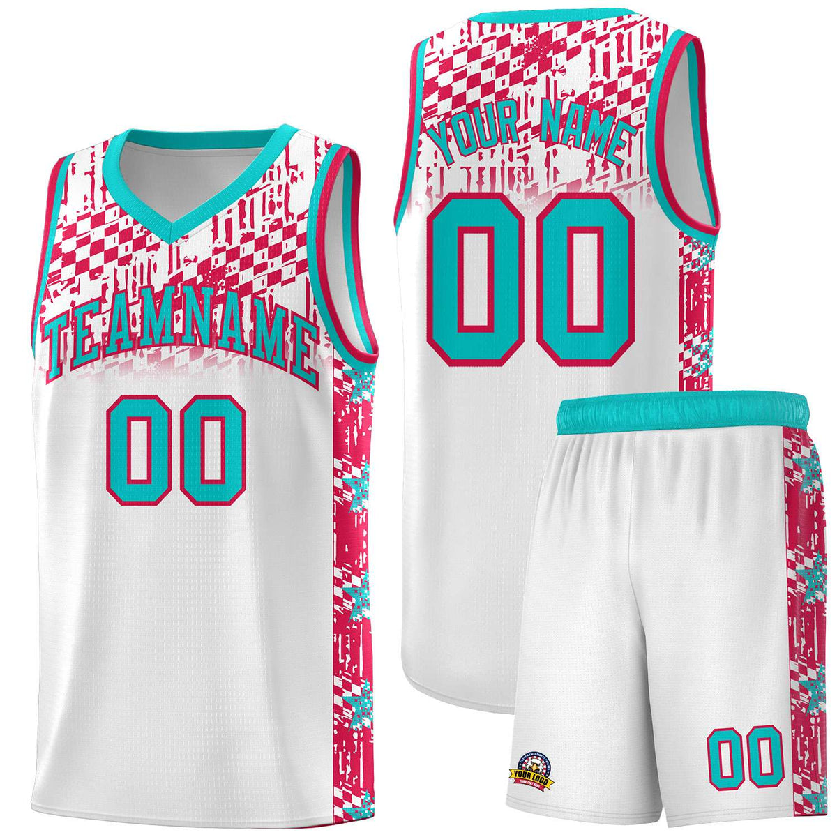 Custom White Mosaic Stars Pattern Sports Uniform Basketball Jersey