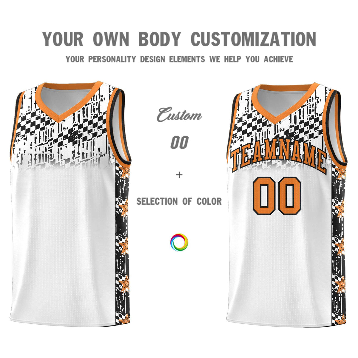 Custom White Mosaic Stars Pattern Sports Uniform Basketball Jersey