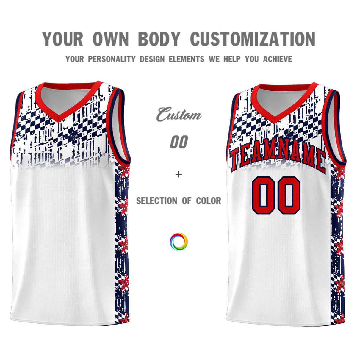 Custom White Mosaic Stars Pattern Sports Uniform Basketball Jersey