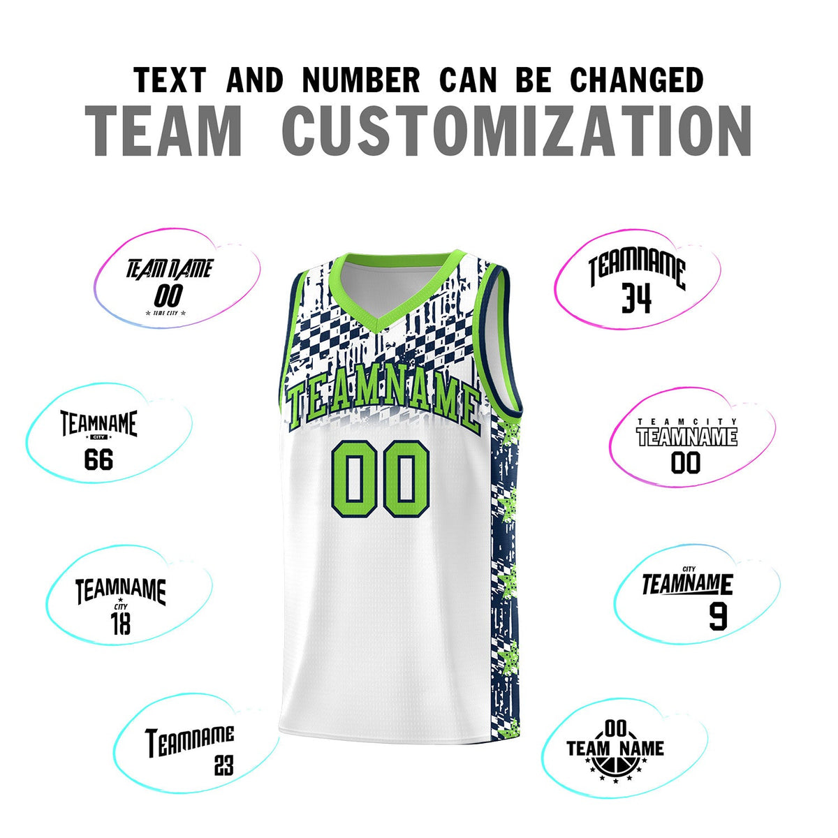 Custom White Mosaic Stars Pattern Sports Uniform Basketball Jersey