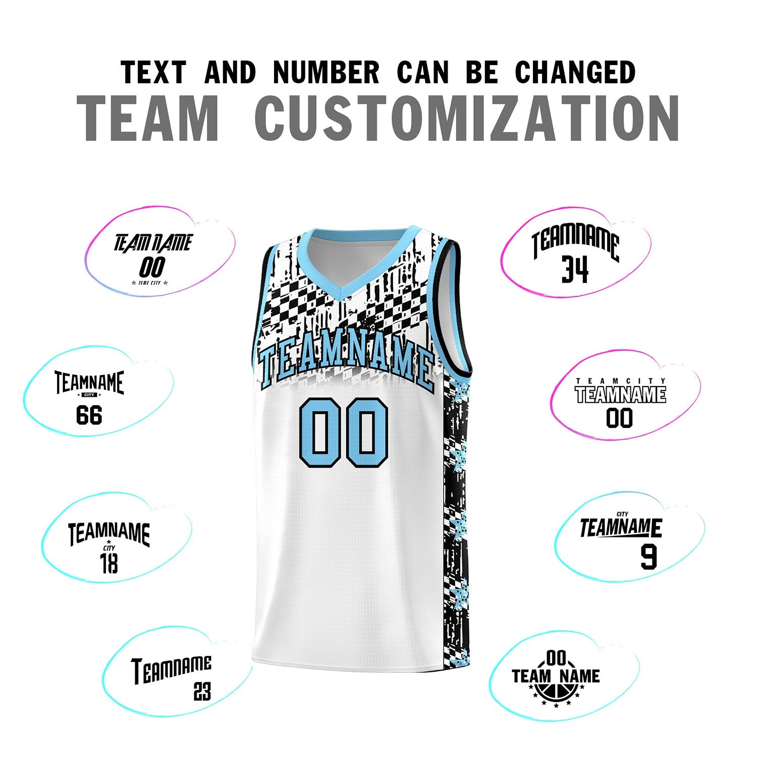 Custom White Mosaic Stars Pattern Sports Uniform Basketball Jersey